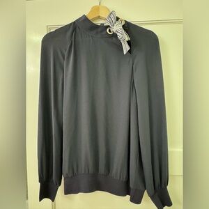 Ted Baker - Navy Blue Tie Neck Blouse